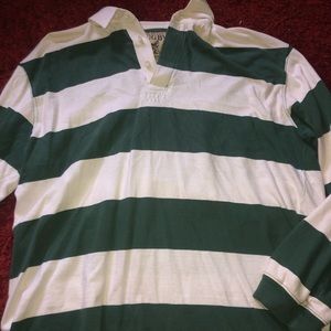 White And Green Stripes Polo